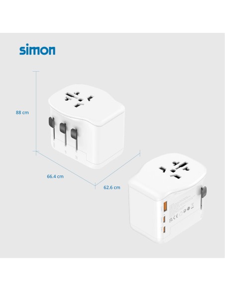 Adaptador viaje universal 3 usb (1a+2c) 20 w