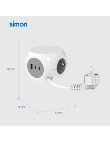 Base múltiple combiball con 3 tomas schuko 16 a...