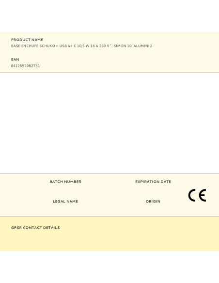 Base enchufe schuko + usb a + c 10,5 w 16 a 250 v~, simon 10, aluminio