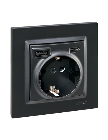 Base enchufe schuko + usb a + c 10,5 w 16 a 250...