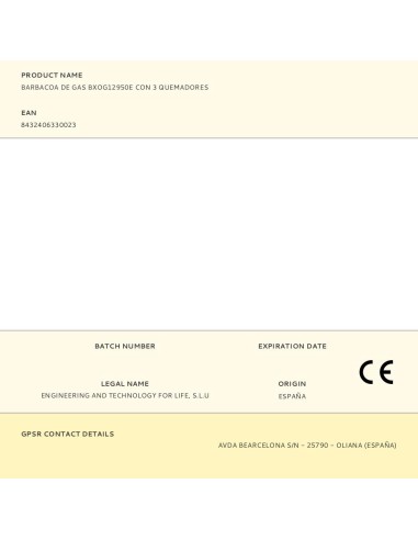 Barbacoa de gas bxog12950e con 4 quemadores 126...