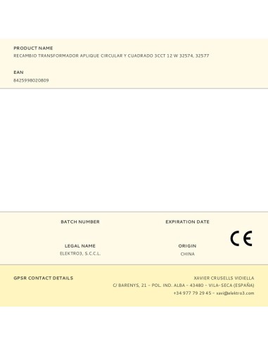 Recambio transformador aplique circular y...