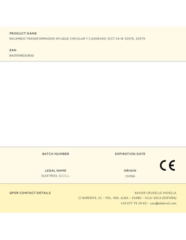 Recambio transformador aplique circular y...