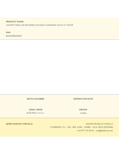 Cuatro tiras led recambio aplique cuadrado 18 w cct 32578