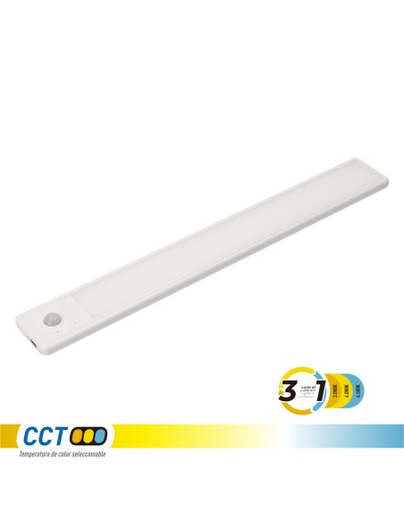 Regleta led regulable y recargable con sensor, magnética, 1,5 w, 3cct, 1500 mah, 14 x 40 x 306 mm