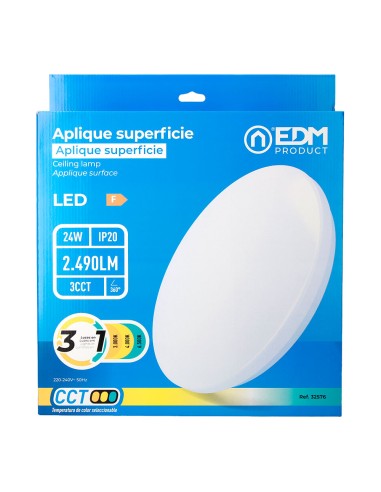Aplique led circular de superficie 24 w 3cct...