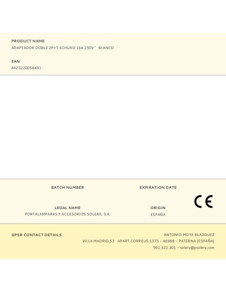 Adaptador doble 2p+t schuko 16a 250 v~ blanco