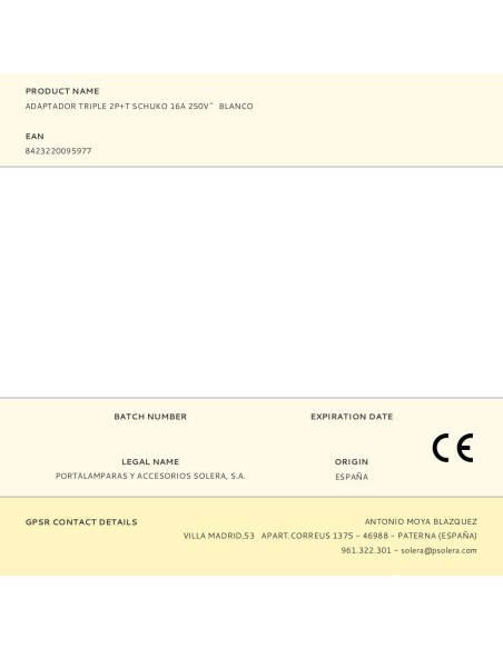 Adaptador triple 2p+t schuko 16 a 250 v~ blanco