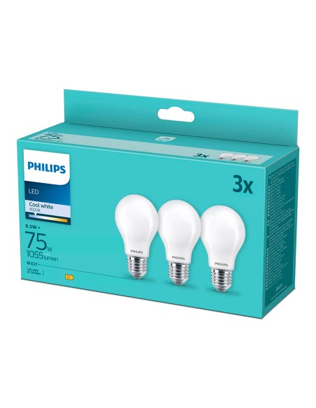 Bombilla led de filamento mate e27 8,5 w (equiv. 75 w) 1055 lm 4000 k luz día, pack 3 uds