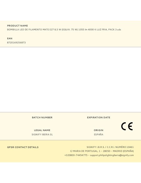 Bombilla led de filamento mate e27 8,5 w (equiv. 75 w) 1055 lm 4000 k luz día, pack 3 uds