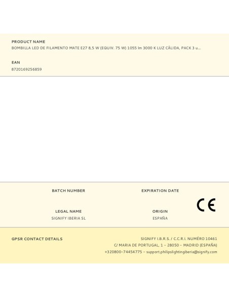 Bombilla led de filamento mate e27 8,5 w (equiv. 75 w) 1055 lm 3000 k luz cálida, pack 3 uds