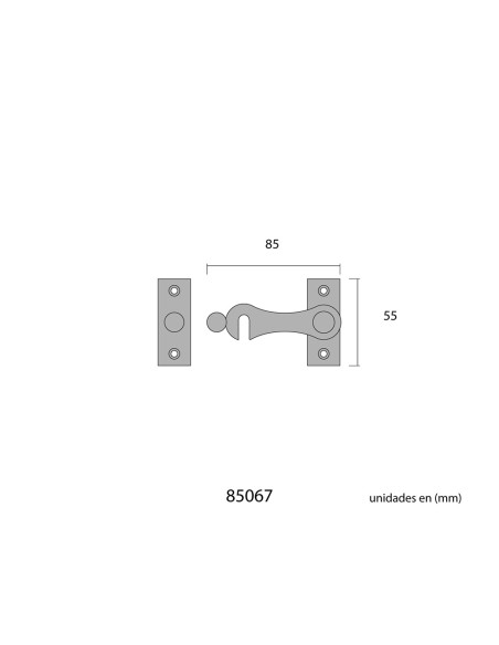 Pestillo izquierdo hierro latón 8cm