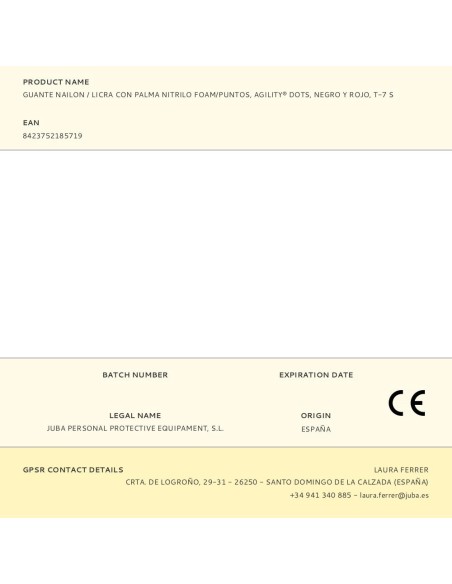 Guante nailon / licra con palma nitrilo foam/puntos, agility® dots, negro y rojo, t-7 s