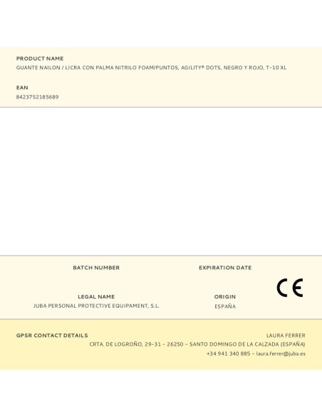 Guante nailon / licra con palma nitrilo foam/puntos, agility® dots, negro y rojo, t-10 xl