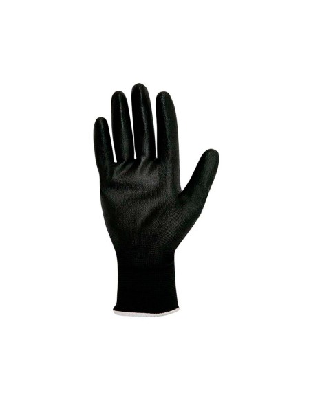 Guante poliéster con palma poliuretano, keep safe, negro, t-9 l
