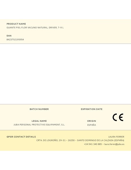 Guante piel flor vacuno natural, driver, t-9 l