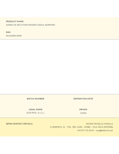 Sierra de arco para madera 530 mm