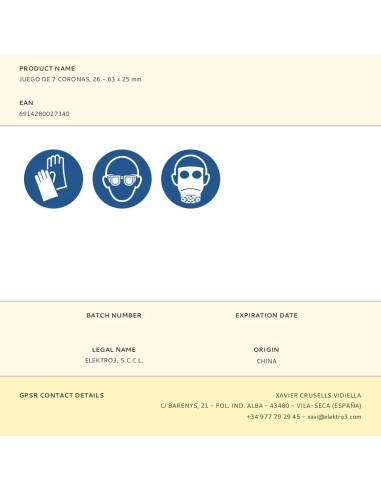 Juego de 7 coronas, ø26 - 63 x 25 mm