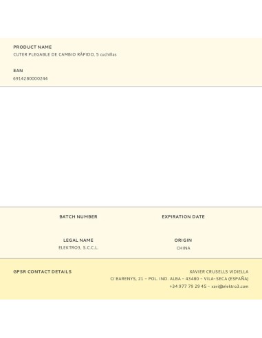 Cuter plegable de cambio rápido, 5 cuchillas