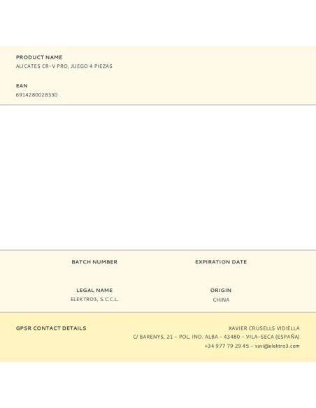 Alicates profesionales, juego 4 piezas