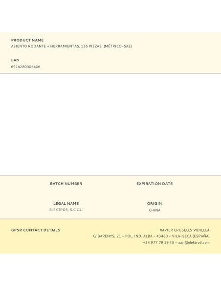 Asiento rodante + herramientas, 136 piezas, (métrico-sae)