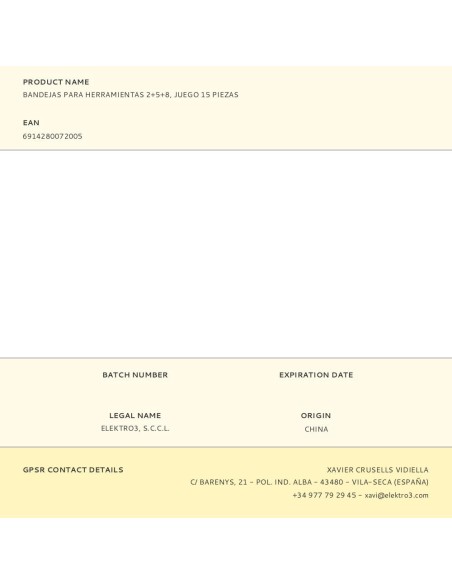 Bandejas para herramientas 2+5+8, juego 15 piezas