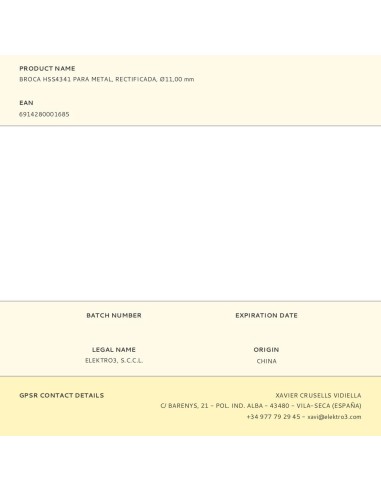 Broca hss4341 para metal, rectificada, ø11,00 x...