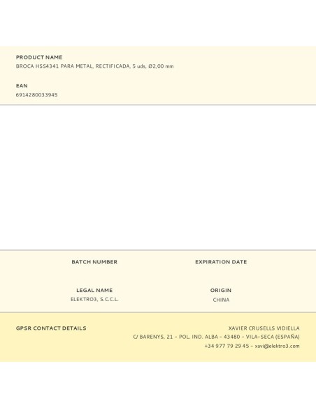 Broca hss4341 para metal, rectificada, ø2,00 x 49,00 mm, 5 uds