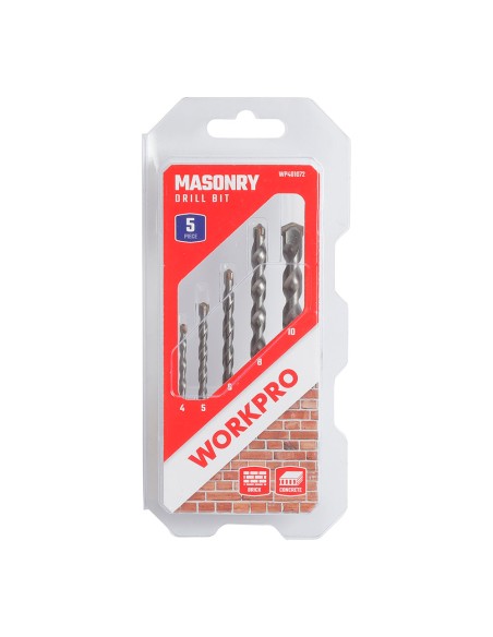Brocas para mampostería, ø4,00 - ø10,00 mm, juego 5 piezas