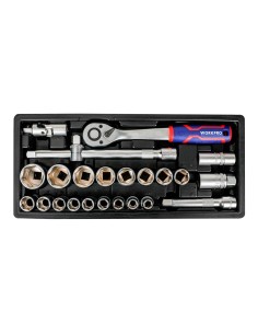 Juego carraca y vasos ½ pulg, 24 piezas, (métrico) 2