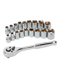 Juego de carraca y vasos 3/8 pulg, 19 piezas, (métrico-sae) 2