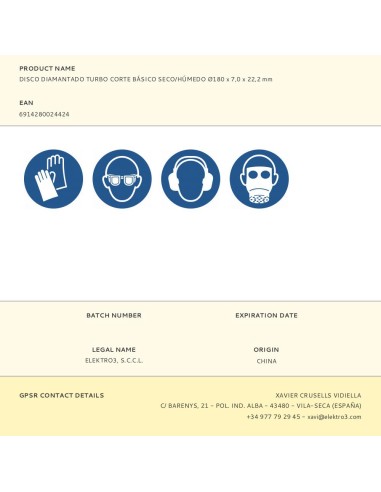 Disco diamantado turbo basic, ø180 x 22,2 mm