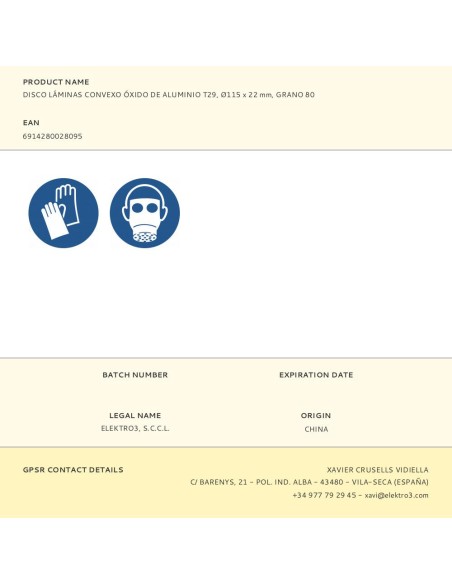 Disco láminas convexo óxido de aluminio t29, ø115 x 22 mm, grano 80
