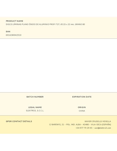 Disco de láminas plano de óxido de aluminio...