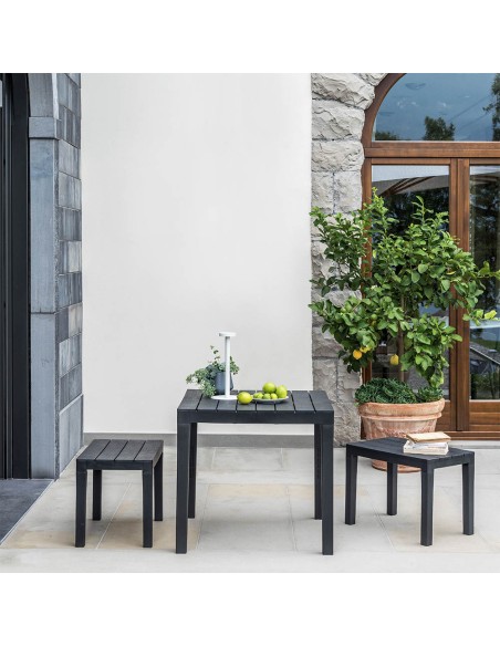 Mesa cuadrada bali color negro para exterior 78 x 78 x 72 cm