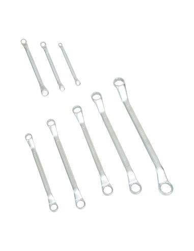 Llaves de estrella cromo-vanadio acodadas dobles, juego 8 piezas