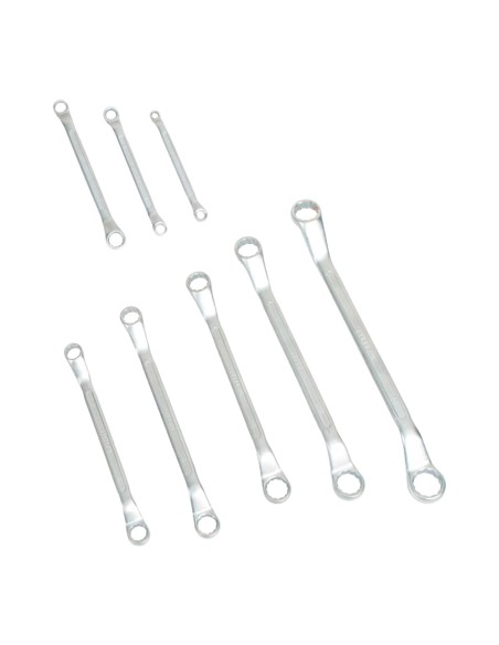 Llaves de estrella cromo-vanadio acodadas dobles, juego 8 piezas