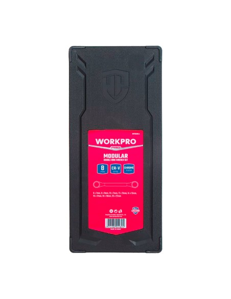 Llaves de estrella cromo-vanadio acodadas dobles, juego 8 piezas