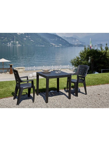 Mesa cuadrada bali color negro para exterior 78 x 78 x 72 cm