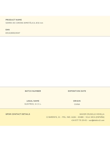 Sierra de corona bimetálica, ø16 mm