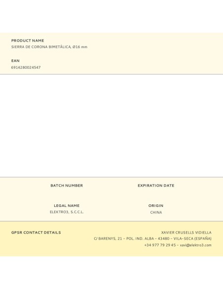 Sierra de corona bimetálica, ø16 mm