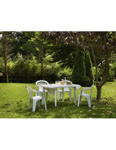 Mesa ovalada color blanco para exterior 72 x...