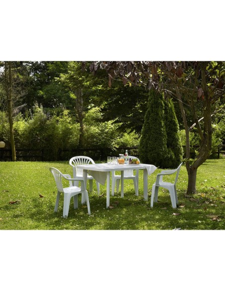 Mesa ovalada color blanco para exterior 72 x 137 x 85 cm