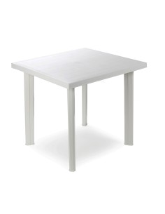 Mesa cuadrada color blanco para exterior 80 x 75 x 72 cm