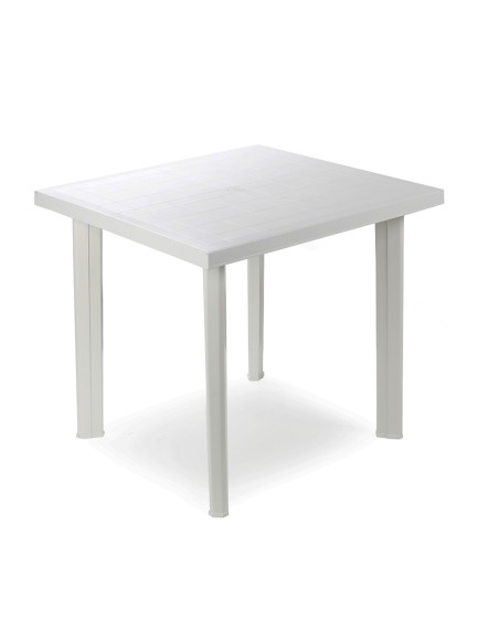 Mesa cuadrada color blanco para exterior 80 x 75 x 72 cm