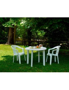 Mesa redonda color blanco para exterior ø 90 x 72 cm 2