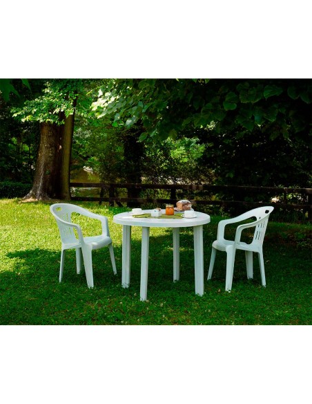 Mesa redonda color blanco para exterior ø 90 x 72 cm