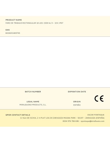 Faro de trabajo rectangular 18 leds 1500 lm 9 -...