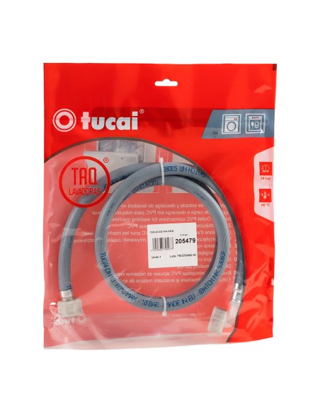 Manguera de entrada de agua de lavadora h ¾ pulg - h acodada ¾ pulg, 150 cm