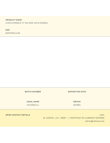 Clavija modelo "a" 10a 250v c26 (a granel)